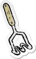 retro distressed sticker of a cartoon potato masher vector