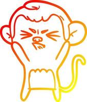 warm gradient line drawing cartoon angry monkey vector