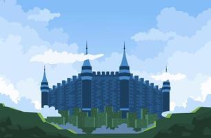 Flat design illustration royal palace in the middle of the forest vector