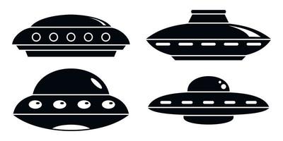 conjunto de iconos de nave ovni, estilo simple vector