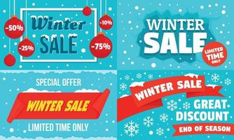 Winter sale banner set, flat style vector