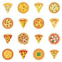 Pizza icon set, flat style