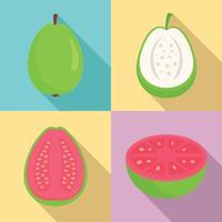 Guava icons set, flat style vector