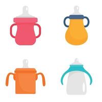 Sippy cup icon set, flat style vector