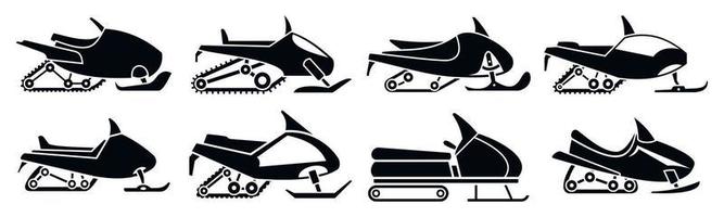 Fast snowmobile icon set, simple style vector