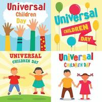 Universal children day banner set, flat style vector