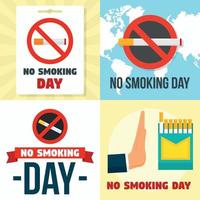 No smoking day banner set, flat style vector