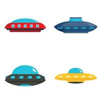 UFO icon set, flat style vector