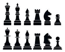 Chess game icon set, simple style vector