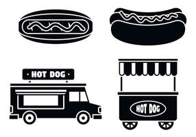 Hot dog sausage icon set, simple style vector