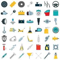 Car parts icon set, flat style vector