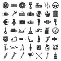 Motor car part icon set, simple style vector