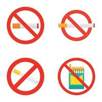 No smoking icon set, flat style vector