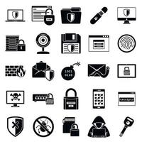 Network security icon set, simple style vector