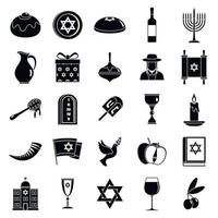 Hanukkah menorah icon set, simple style vector