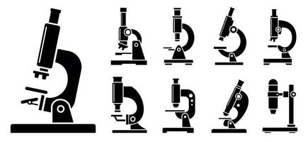 conjunto de iconos de microscopio de laboratorio, estilo simple
