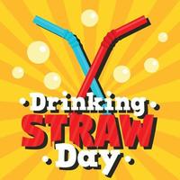 Drinking straw day concept banner, flat style vector