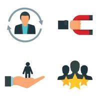 Customer retention icon set, flat style vector