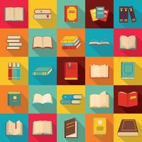 Book icons set, flat style vector