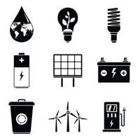 Energy saving day icon set, simple style vector