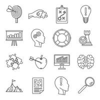 Problem solution icon set, outline style vector