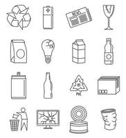 conjunto de iconos del día mundial del reciclaje, estilo de contorno vector