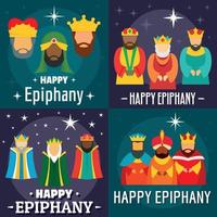 Epiphany banner set, flat style vector