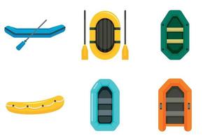 Inflatable boat icon set, flat style vector