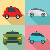 Driverless icon set, flat style vector