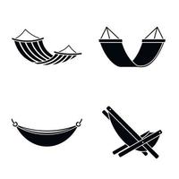 Relax hammock icon set, simple style vector