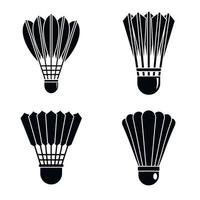 Shuttlecock badminton icon set, simple style vector