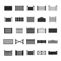 Fence icons set, simple style vector