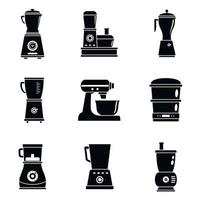 Food processor machine icon set, simple style vector