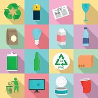 Recycles day icon set, flat style vector