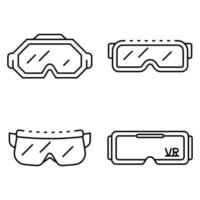 Goggles icon set, outline style vector