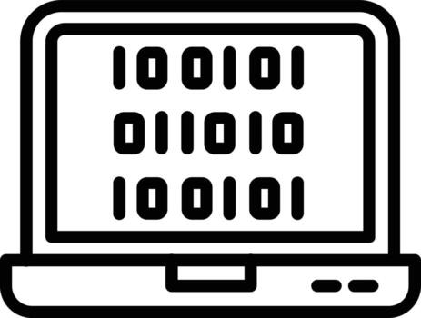 icono de línea de vector de código binario