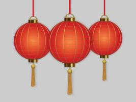 Chinese hanging red lanterns vector