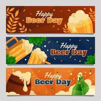 conjunto de banners de feliz día de la cerveza vector