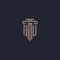 BU initial logo monogram with pillar style design for law firm and justice company vector