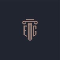 EG initial logo monogram with pillar style design for law firm and justice company vector