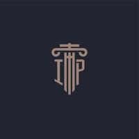 monograma de logotipo inicial de ip con diseño de estilo pilar para bufete de abogados y compañía de justicia vector