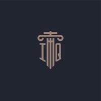 IQ initial logo monogram with pillar style design for law firm and justice company vector