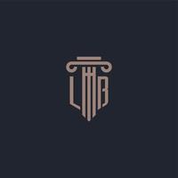 monograma de logotipo inicial lb con diseño de estilo pilar para bufete de abogados y compañía de justicia vector