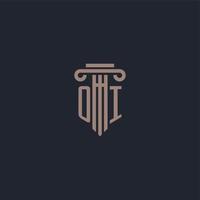 OI initial logo monogram with pillar style design for law firm and justice company vector