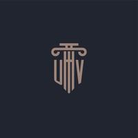 UV initial logo monogram with pillar style design for law firm and justice company vector