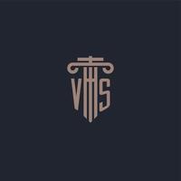 VS initial logo monogram with pillar style design for law firm and justice company vector