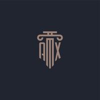 AX initial logo monogram with pillar style design for law firm and justice company vector