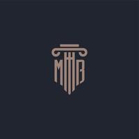 MB initial logo monogram with pillar style design for law firm and justice company vector