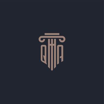 QA initial logo monogram with pillar style design for law firm and justice company vector