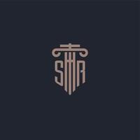 SR initial logo monogram with pillar style design for law firm and justice company vector